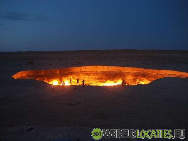 Turkmenistan - Altijd brandende gaskrater van Derweze